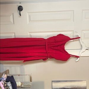 Chic Red Sleeveless Jumpsuit